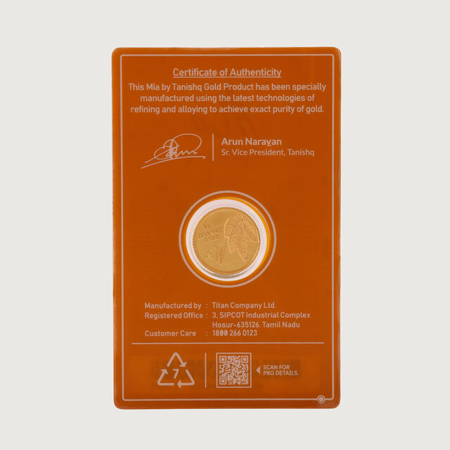 5 gm 24 Karat Mango Leaf Gold Coin (9999 Purity),,hi-res image number null