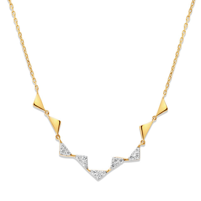 14KT Yellow Gold Divine Peaks Diamond Necklace,,hi-res view 3