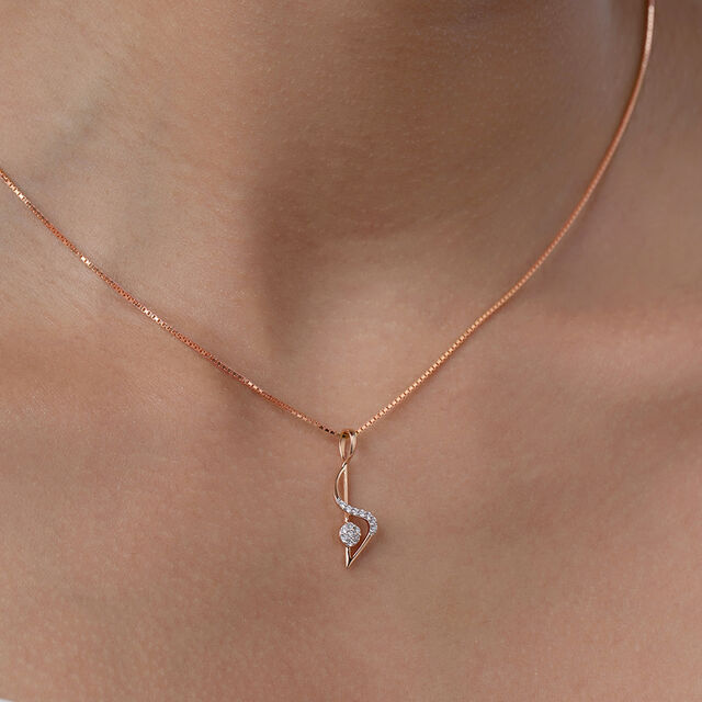 Graceful Twist Gold & Diamond Pendant,,hi-res image number null