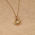 Floral Whispers 14 Kt Gold & Pearl Pendant,,hi-res view 1