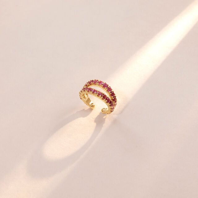 Vibrant Rhythmic Pink Garnet Ear Cuff,,hi-res image number null
