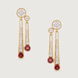 Pink Disco Gold & Tourmaline Drop Earrings,,hi-res view 3