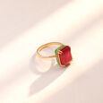 Bold Framed Onyx and Ruby Ring,,hi-res view 1