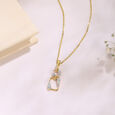 Contemporary Square Gold & Diamond Pendant,,hi-res view 1