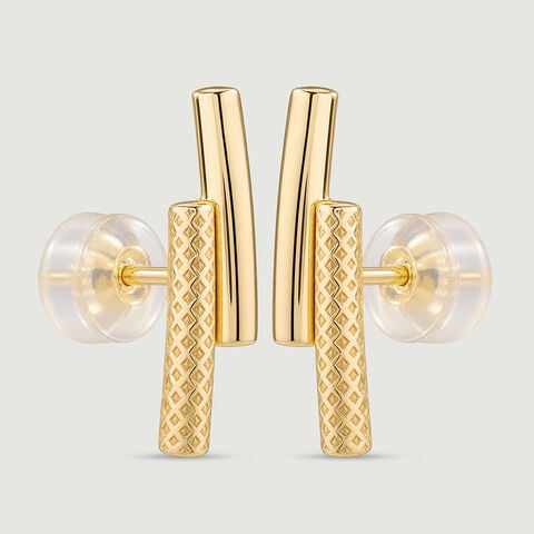 Tactile Linear Gold Stud Earrings