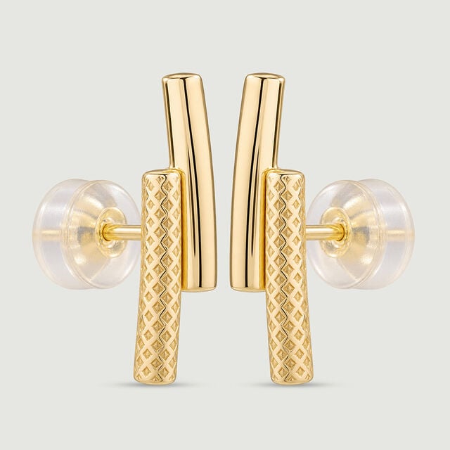Tactile Linear Gold Stud Earrings,,hi-res image number null