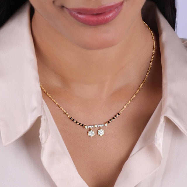 Chic Geometric Diamond Mangalsutra,,hi-res image number null