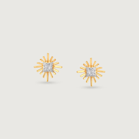 Classic Sunburst Diamond Stud Earrings