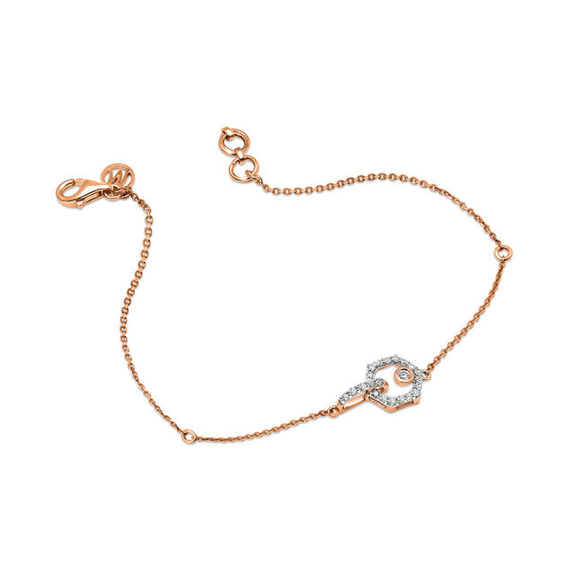 14 KT Rose Gold Hexagon Diamond Bracelet,,hi-res view 1
