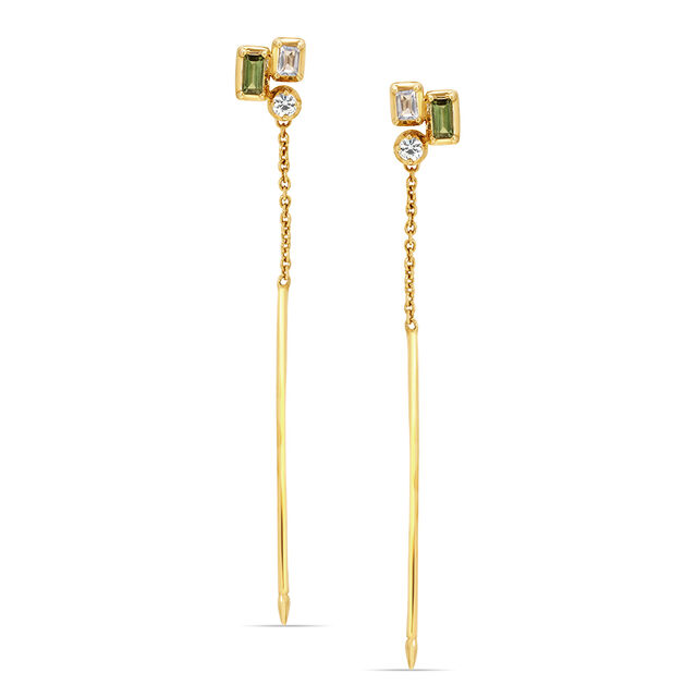 14KT Yellow Gold Forest Oasis Blue Emerald And Tourmaline Drop Earrings,,hi-res view 1