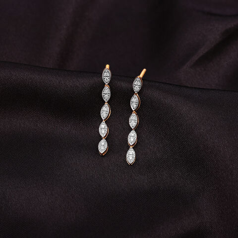Radiant Ivy 14 Kt Gold and Diamond Drop Earrings