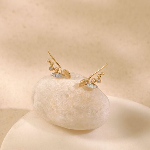 Playful Leaf Diamond Ear Cuff