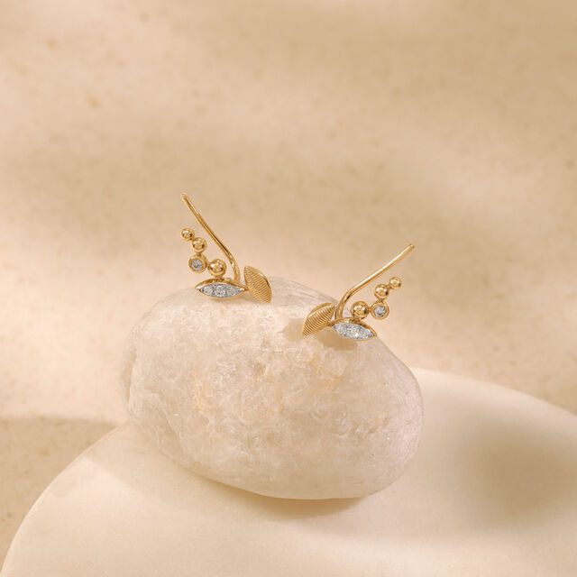 Playful Leaf Diamond Ear Cuff,,hi-res image number null