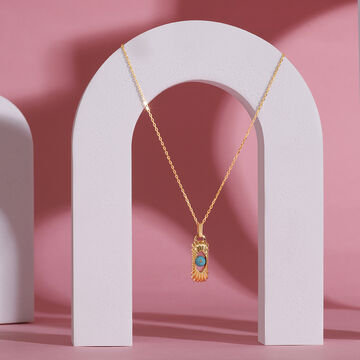 Spirited Elegance 18KT Gold Chain Turquoise  Pendant with chain
