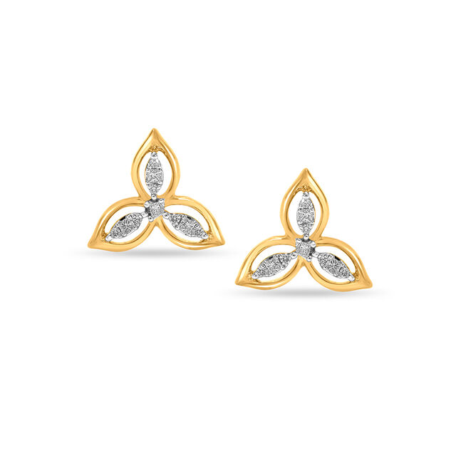 18 Karat Yellow Gold Dainty Diamond Stud Earrings,,hi-res view 1