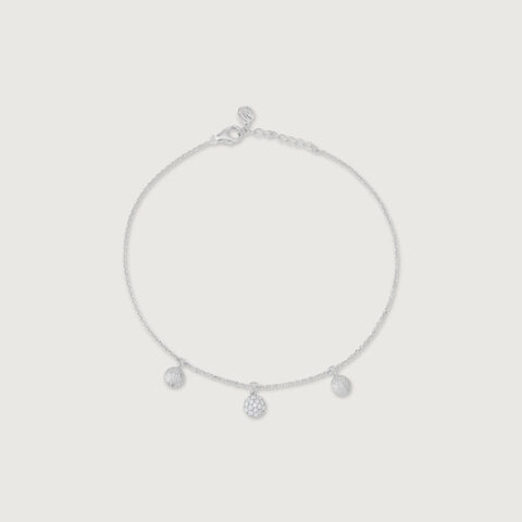 Sparkling Droplet Silver Anklet