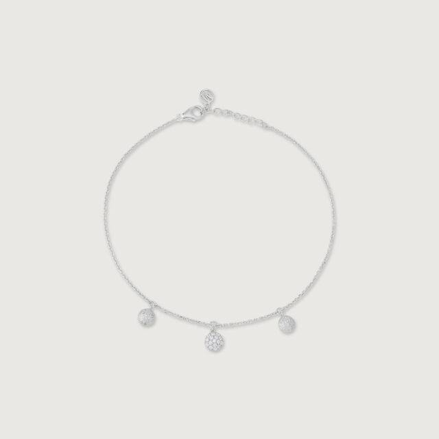 Sparkling Droplet Silver Anklet,,hi-res image number null