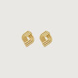 Layered Rhythm Gold Stud Earrings,,hi-res view 3