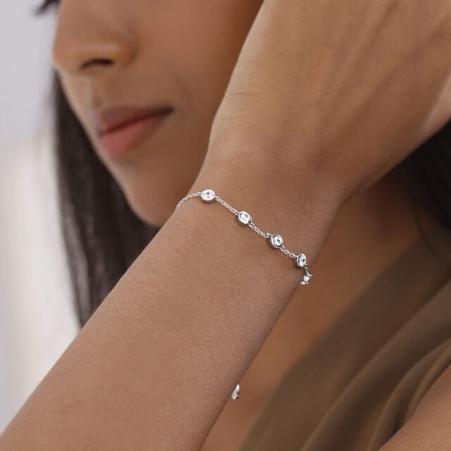 Radiant Bezel Silver Bracelet,,hi-res image number null