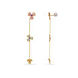 14KT Yellow Gold Earrings Three Petal Bloom,,hi-res view 1