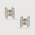 Zigzag Radiance Gold & Diamond Stud Earrings,,hi-res view 3