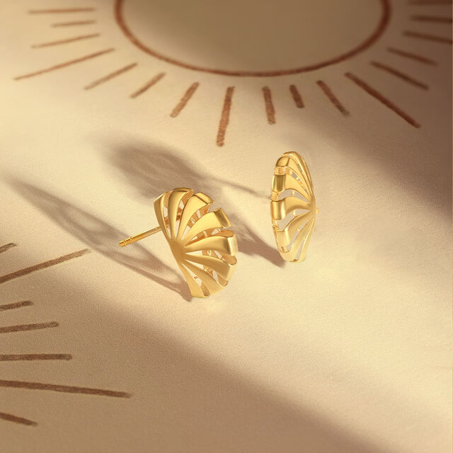 Sculptural Radiant Gold Stud Earrings,,hi-res image number null
