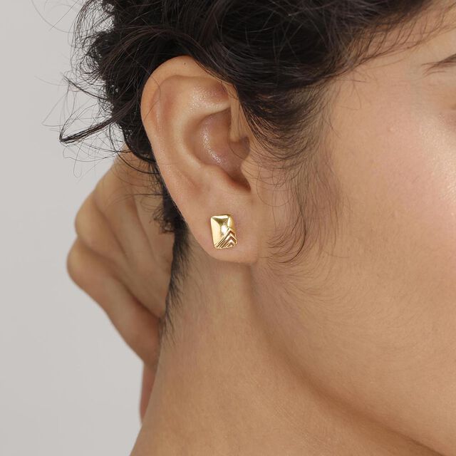 Sleek Rush Gold Stud Earrings,,hi-res image number null