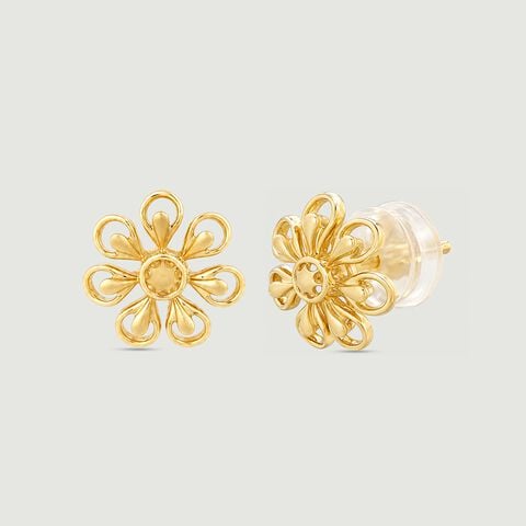 Radiant Floral Gold Stud Earrings