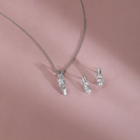 Twisted Bold Silver Earrings and Pendant Set