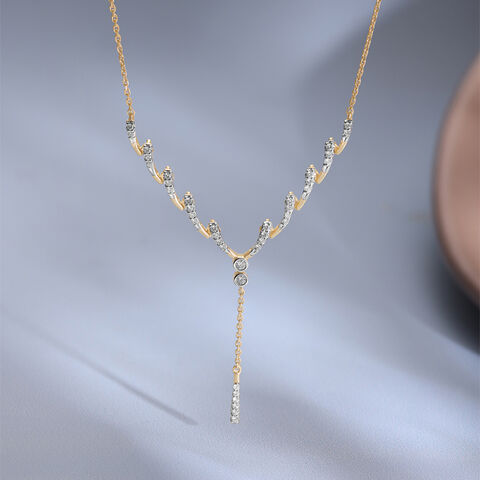 Curvy Spark Drop Diamond Necklace