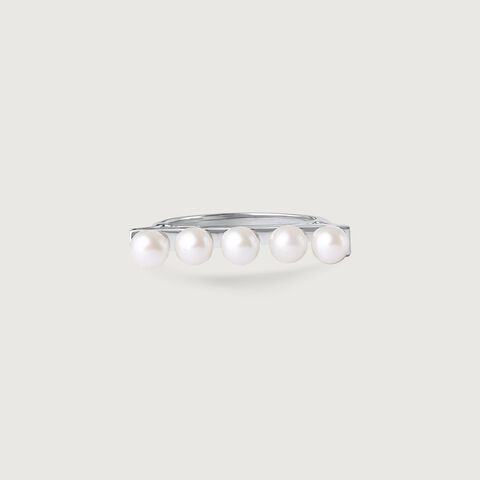 Pearl Row Silver Ring