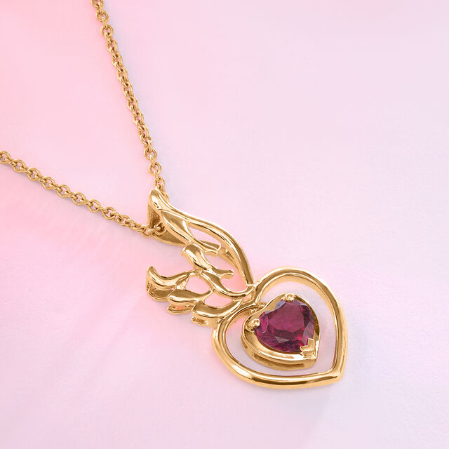Winged Heart 14KT Gold Pink Garnet Pendant,,hi-res image number null