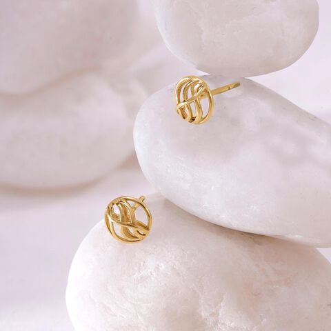 Graceful Swirl Gold Stud Earrings
