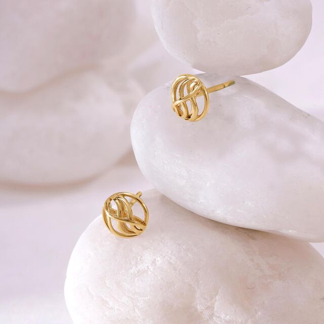 Graceful Swirl Gold Stud Earrings,,hi-res image number null
