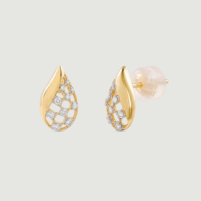 Luminous Checkered Diamond Stud Earrings,,hi-res image number null