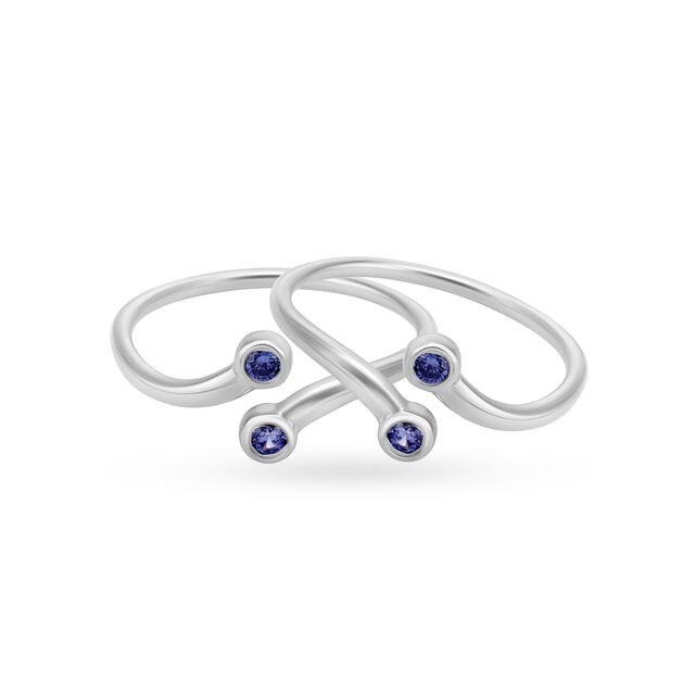 Tanzanite Teeth Silver Toe Ring,,hi-res view 1