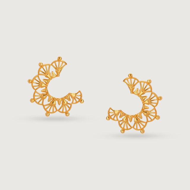 Artisanal Warli Art 22KT Gold Stud Earrings,,hi-res image number null