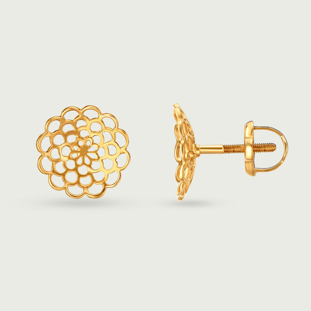 14KT Golden Flora Stud Earrings,,hi-res image number null