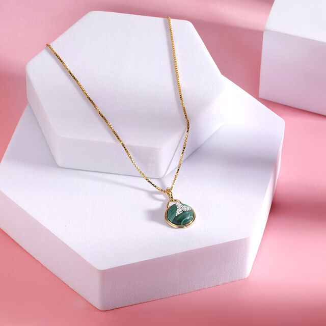 Green Goddess 14 kt Diamond and Malachite Pedant,,hi-res image number null