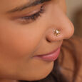 14KT Yellow Gold Diamond Nose Pin,,hi-res view 2