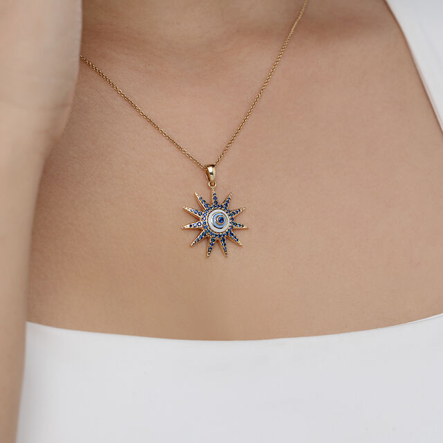 Star Protector Evil Eye Gold Pendant,,hi-res image number null
