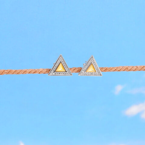 Radiant Triangle Silver Stud Earrings