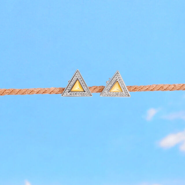 Radiant Triangle Silver Stud Earrings,,hi-res image number null