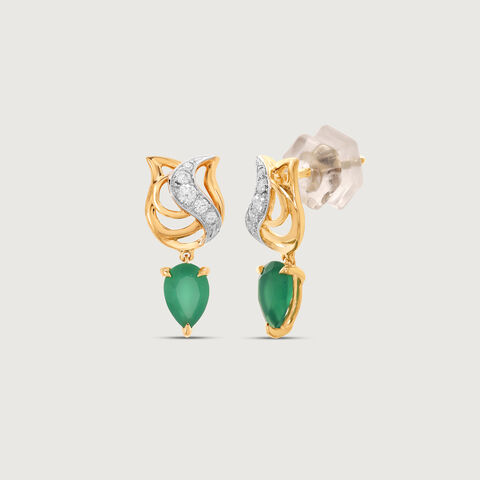 Paisley Lotus Diamond Drop Earrings