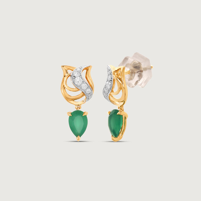Paisley Lotus Diamond Drop Earrings,,hi-res image number null