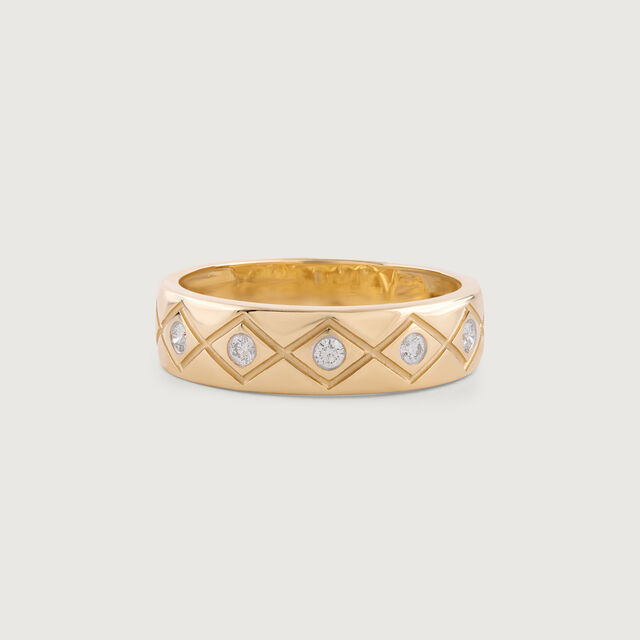 Grided Glitz Gold & Diamond Finger Ring for Men,,hi-res image number null