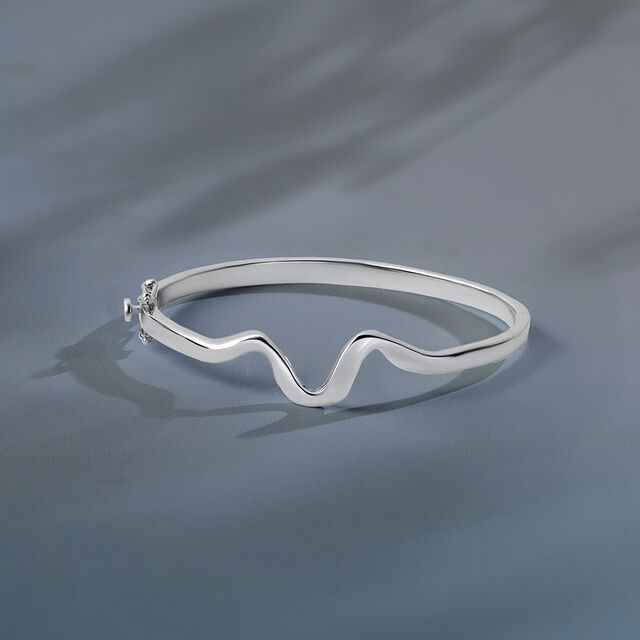 Modern Sculpted Silver Bangle,,hi-res image number null