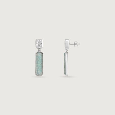 Fresh Striking Amazonite Silver Drop Earrings