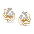 14KT Yellow Gold Swirls of sparkle Diamond Stud Earring,,hi-res view 2