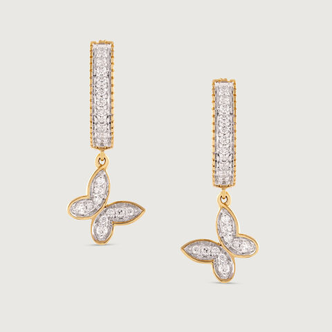 Butterfly Bliss Gold & Diamond Hoop Earrings